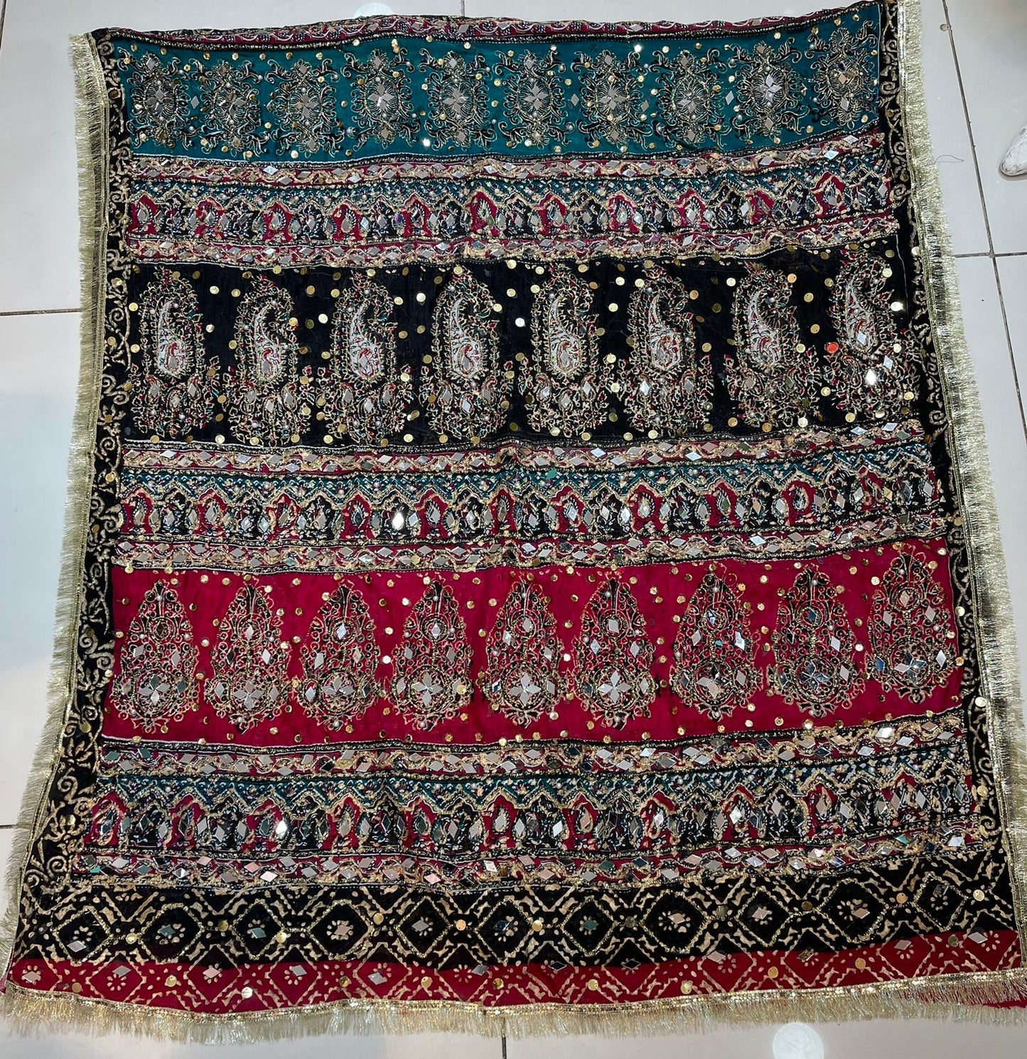 Heavy Mirror Work Shawls - ELHMW001