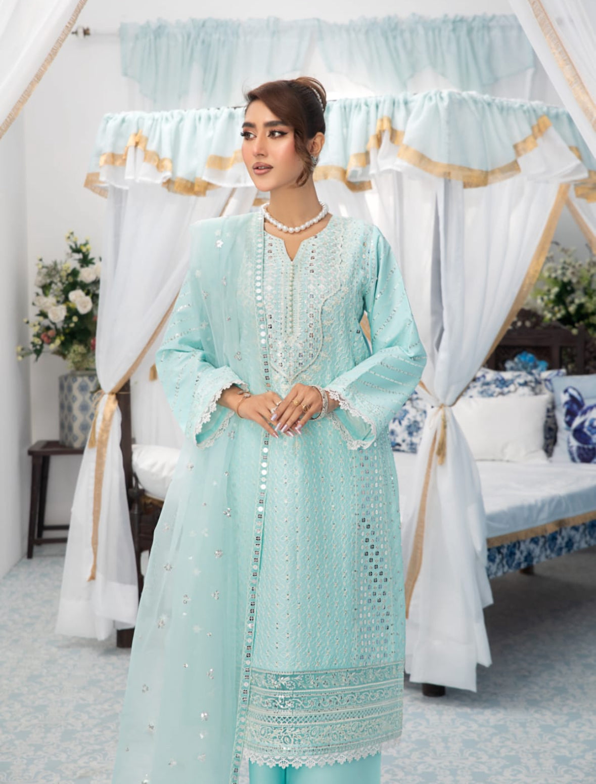 Aqua 3pc outfit in cotton