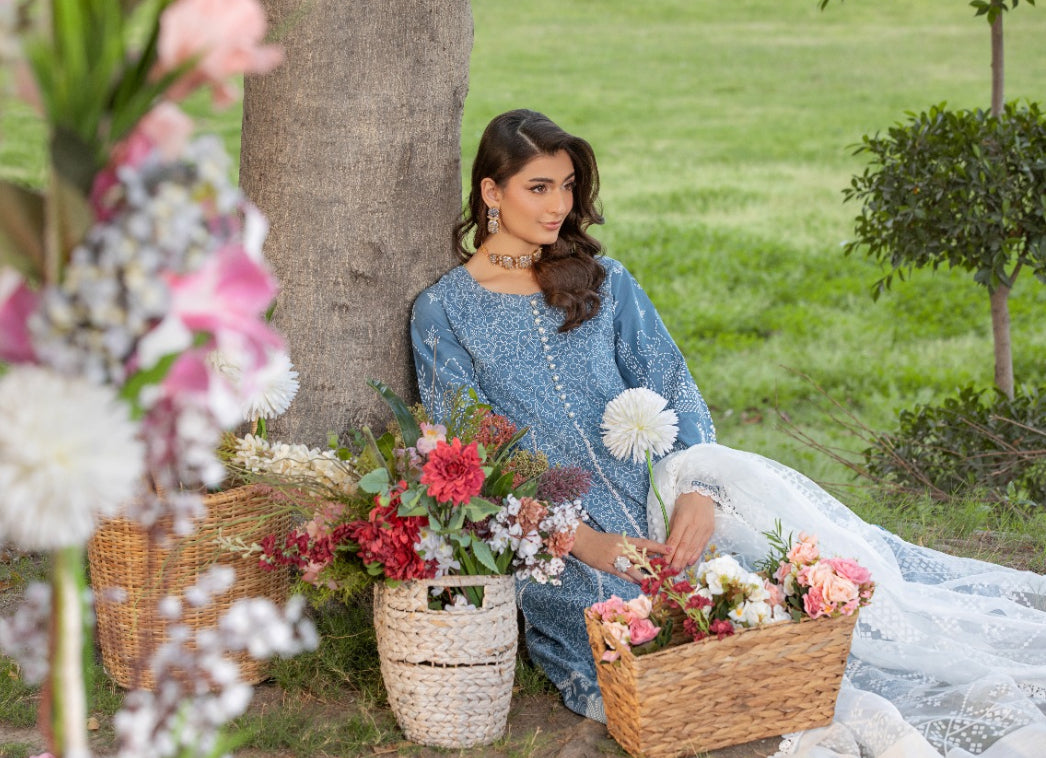 Blue cotton 3pc outfit (EL0BM)