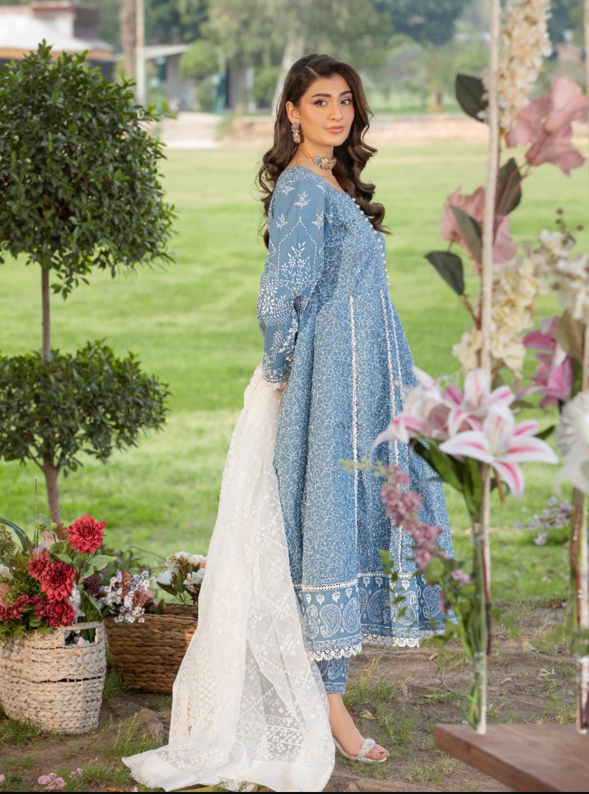 Blue cotton 3pc outfit (EL0BM)