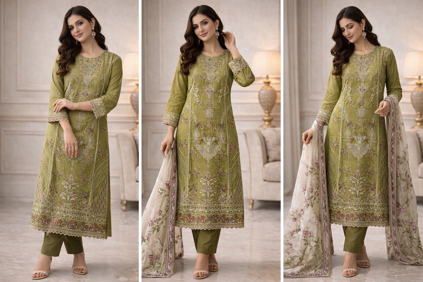 Tawakkal Designer green outfit (EL05T) Eid wear