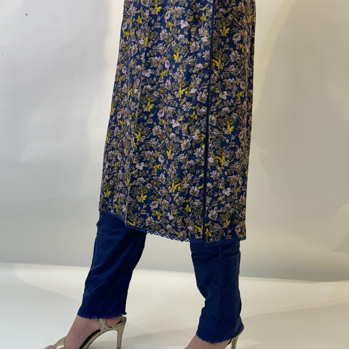ELWC-007 Kottrai wool 3 piece printed suit with wool shawl asian clothing