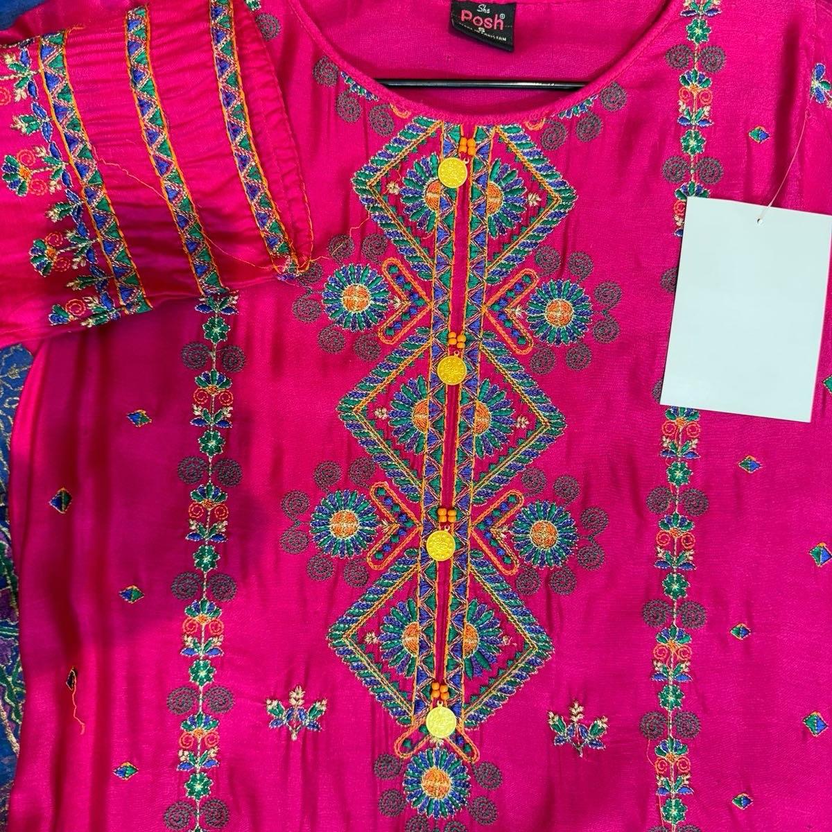 Shaposh Designer Suit in Pink and Blue | Last Change to Buy women suit.