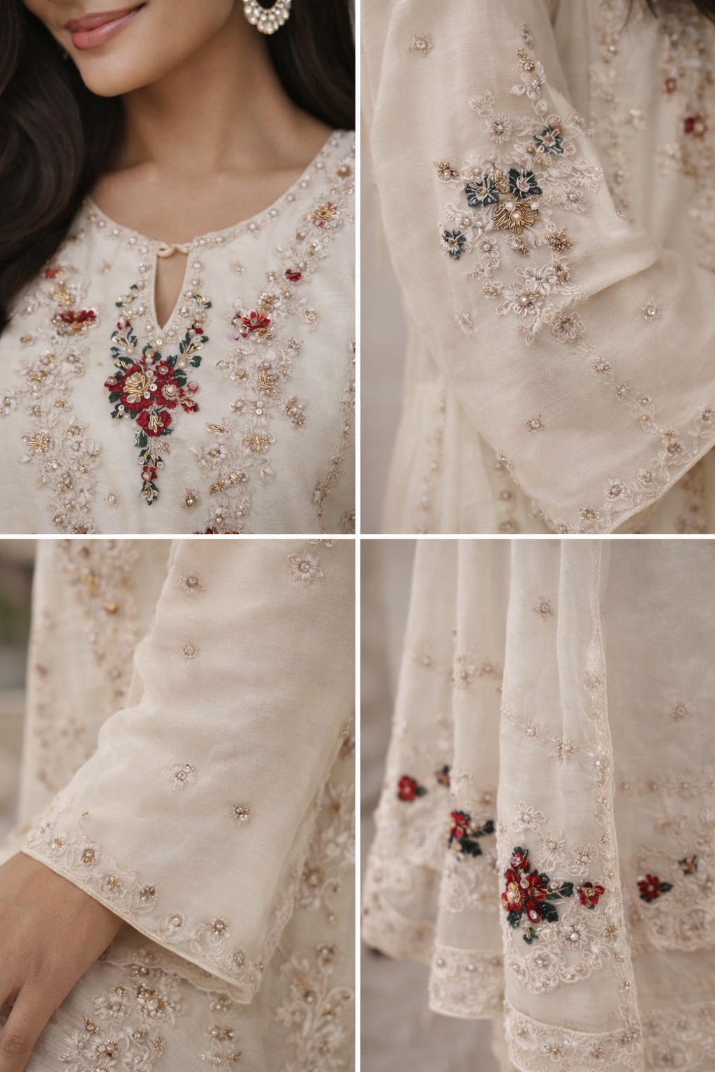 Cream beaded outfit (AghaNoor inspired) EL0AG4