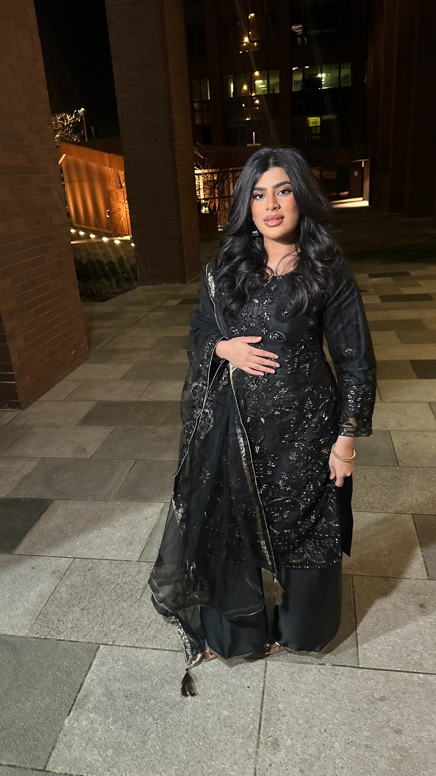 Heavy Bead Work Black Eid Outfit