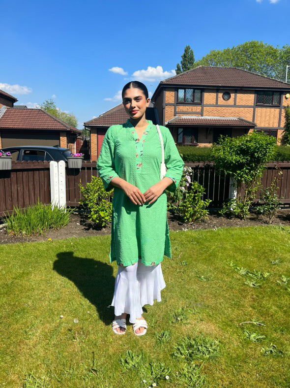 Parrot Green 1 Pc Chikankari Kurta