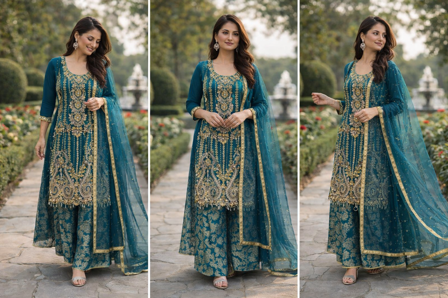 Teal beaded outfit (ELT05)