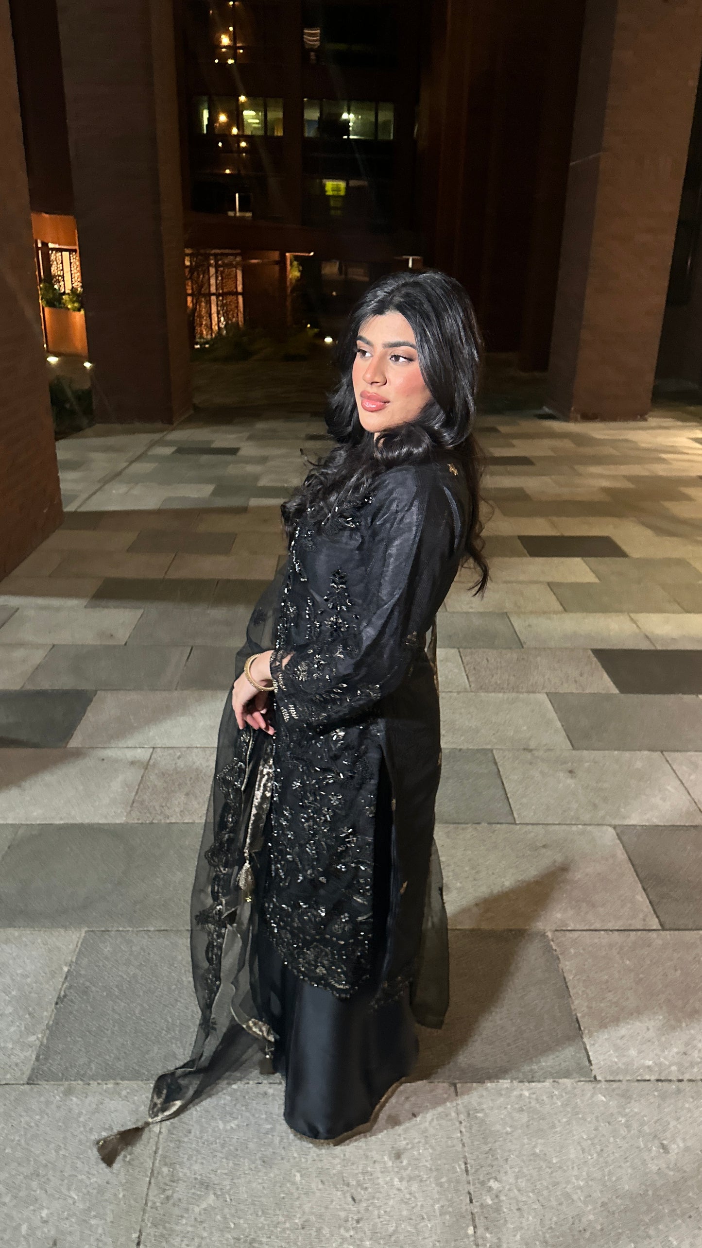Heavy Bead Work Black Eid Outfit