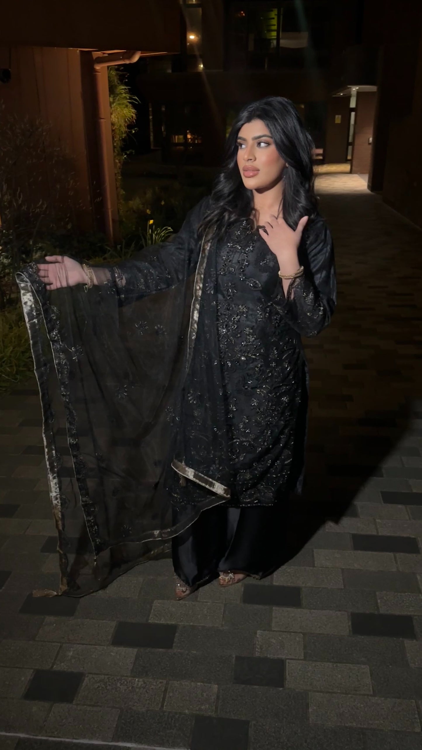 Heavy Bead Work Black Eid Outfit