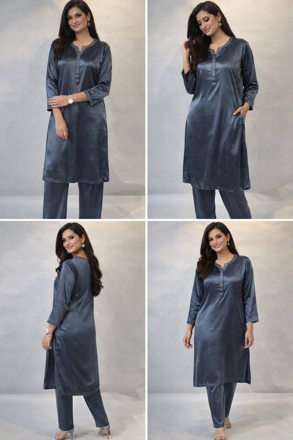 2 pieces velvet suit in grey colour | ELWC-006 Womenswear asian clothing