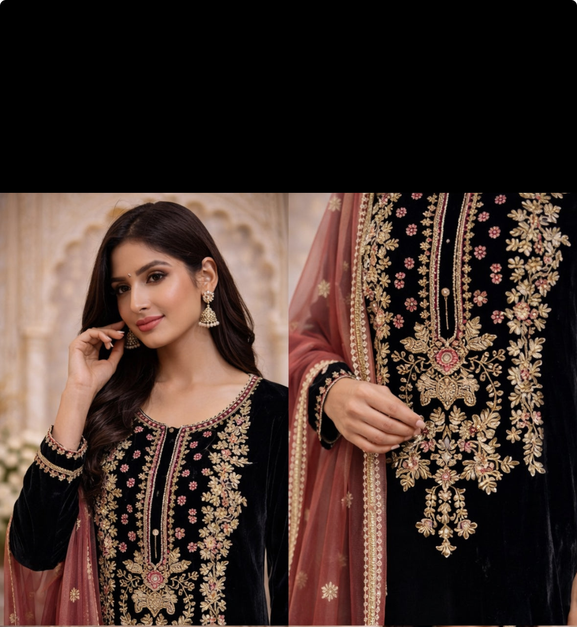 Velvet Formal Wear with bead and thread work ELVT01