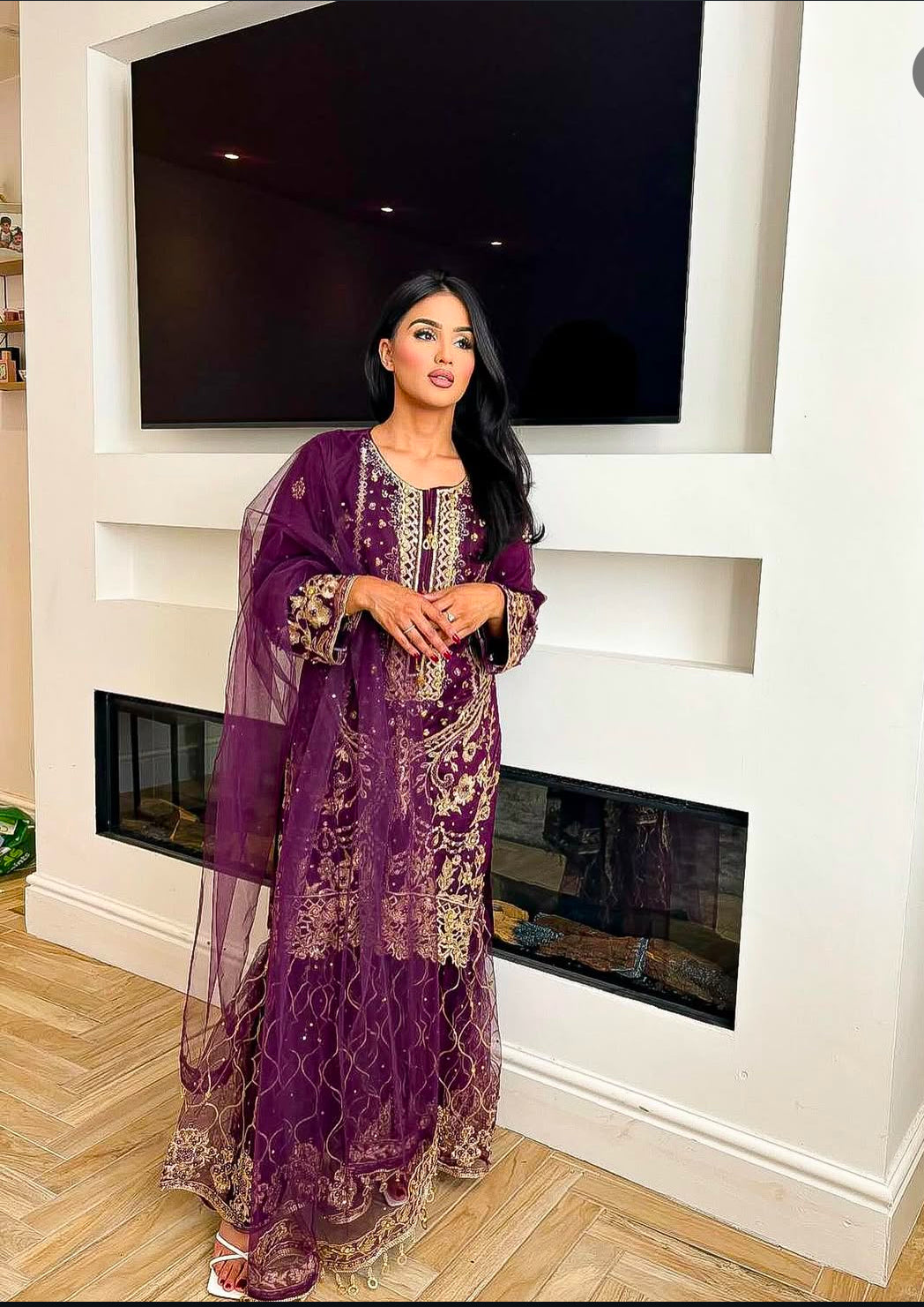 ShaPosh Gharara purple suit