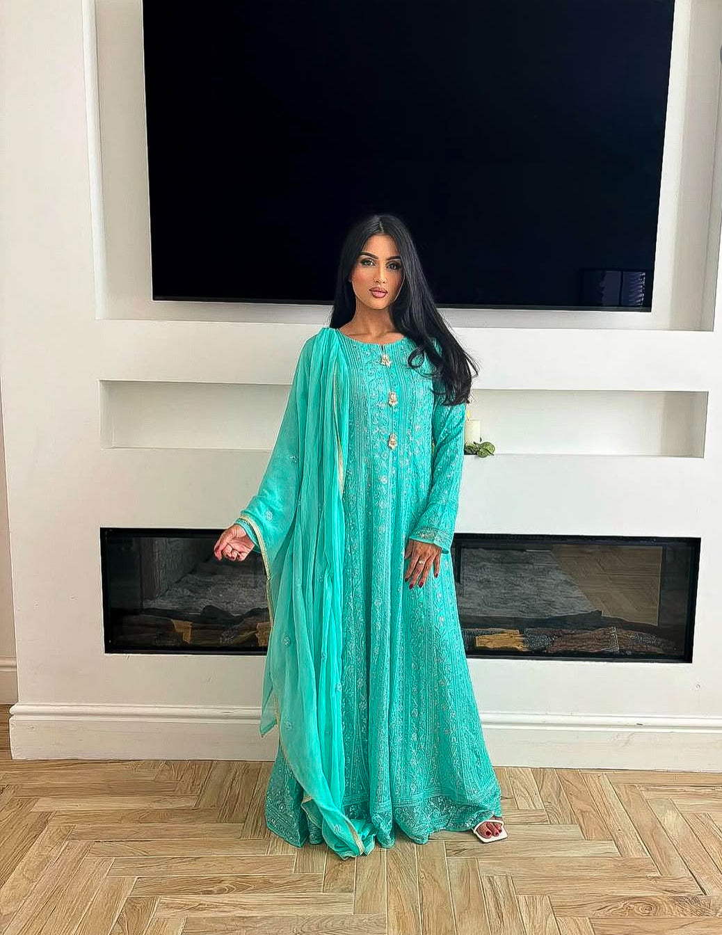 Aqua Green Maxi Dress - Long Length Women's Dress for Casual Wear EimalsLondon Aqua Green Maxi Dress - Long Length Women's Dress for Casual Wear EimalsLondon