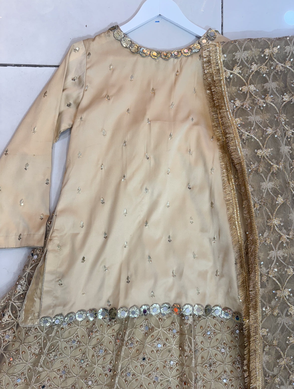 Golden lehnga outfit