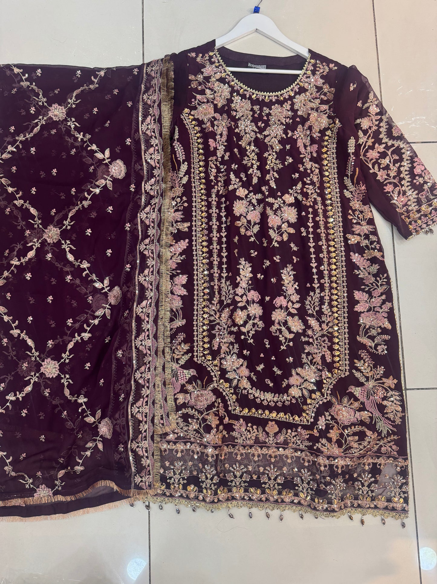 Plum heavy beaded outfit (EL0P8)