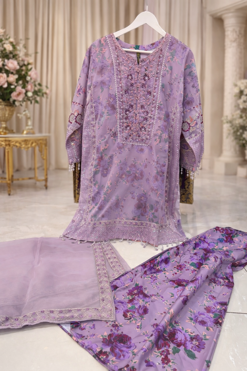Purple Gharara outfit: Floral Reverie (EL0PG)