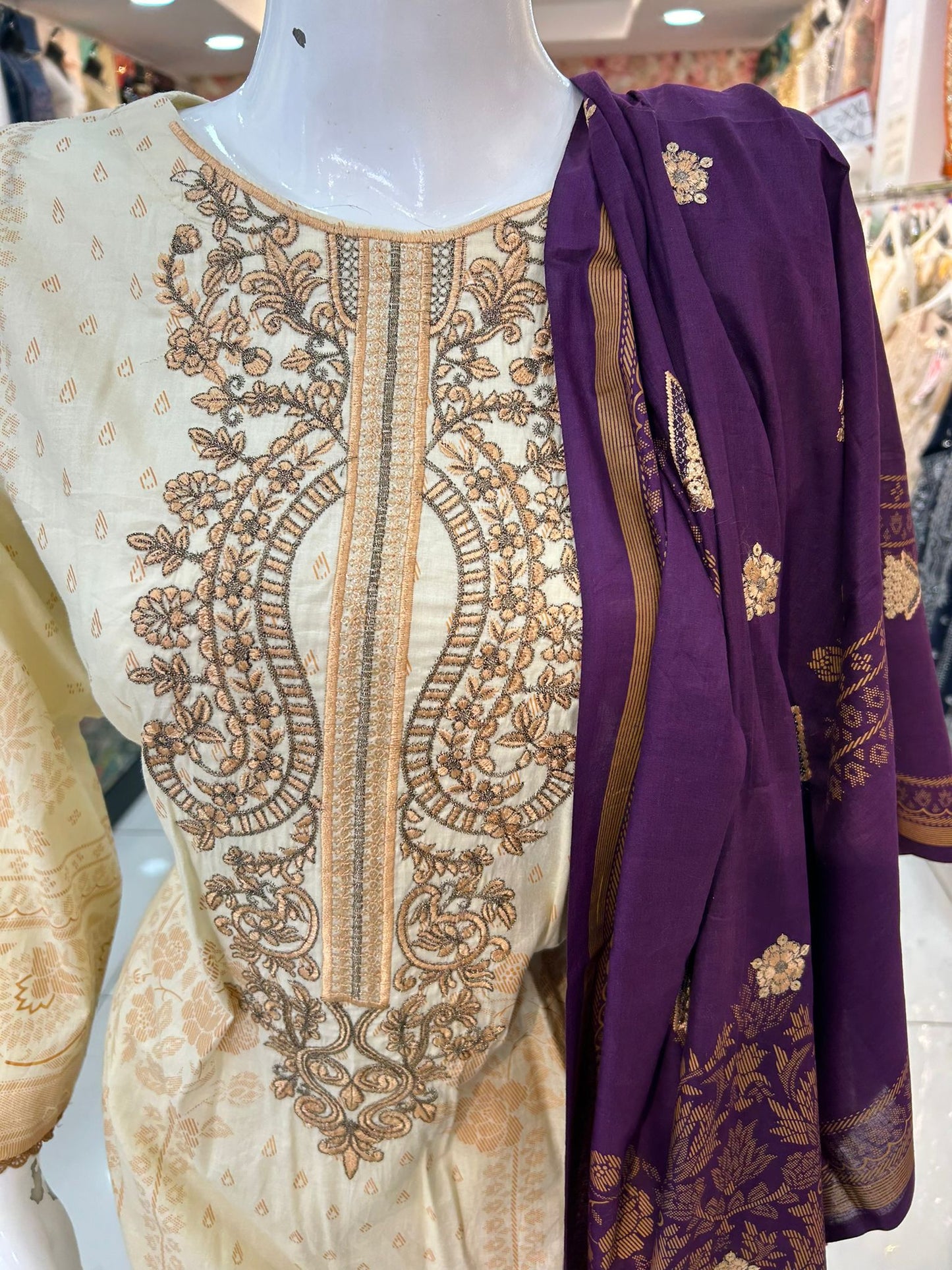Magenta Cream Thread Work Casual wear - ELRR009