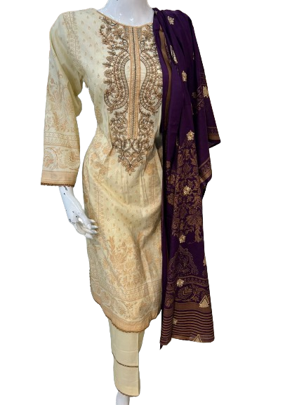 Magenta Cream Thread Work Casual wear - ELRR009