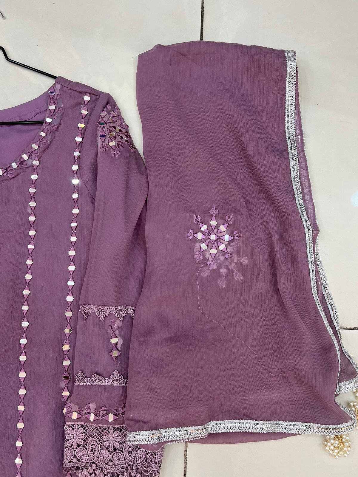 Lilac - Mirror Work Outfit - ELRR131