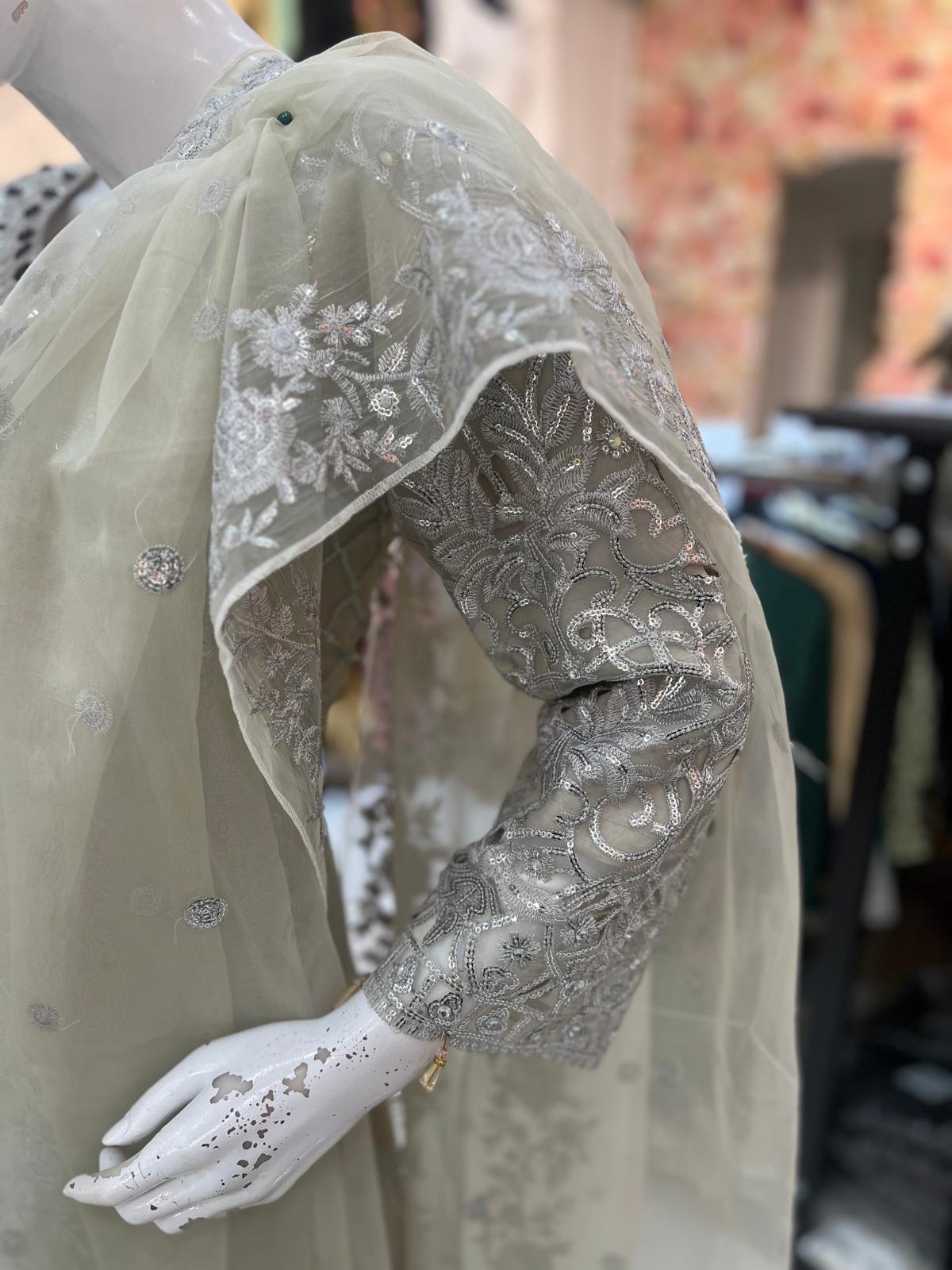Grey Embellished Formal Wear