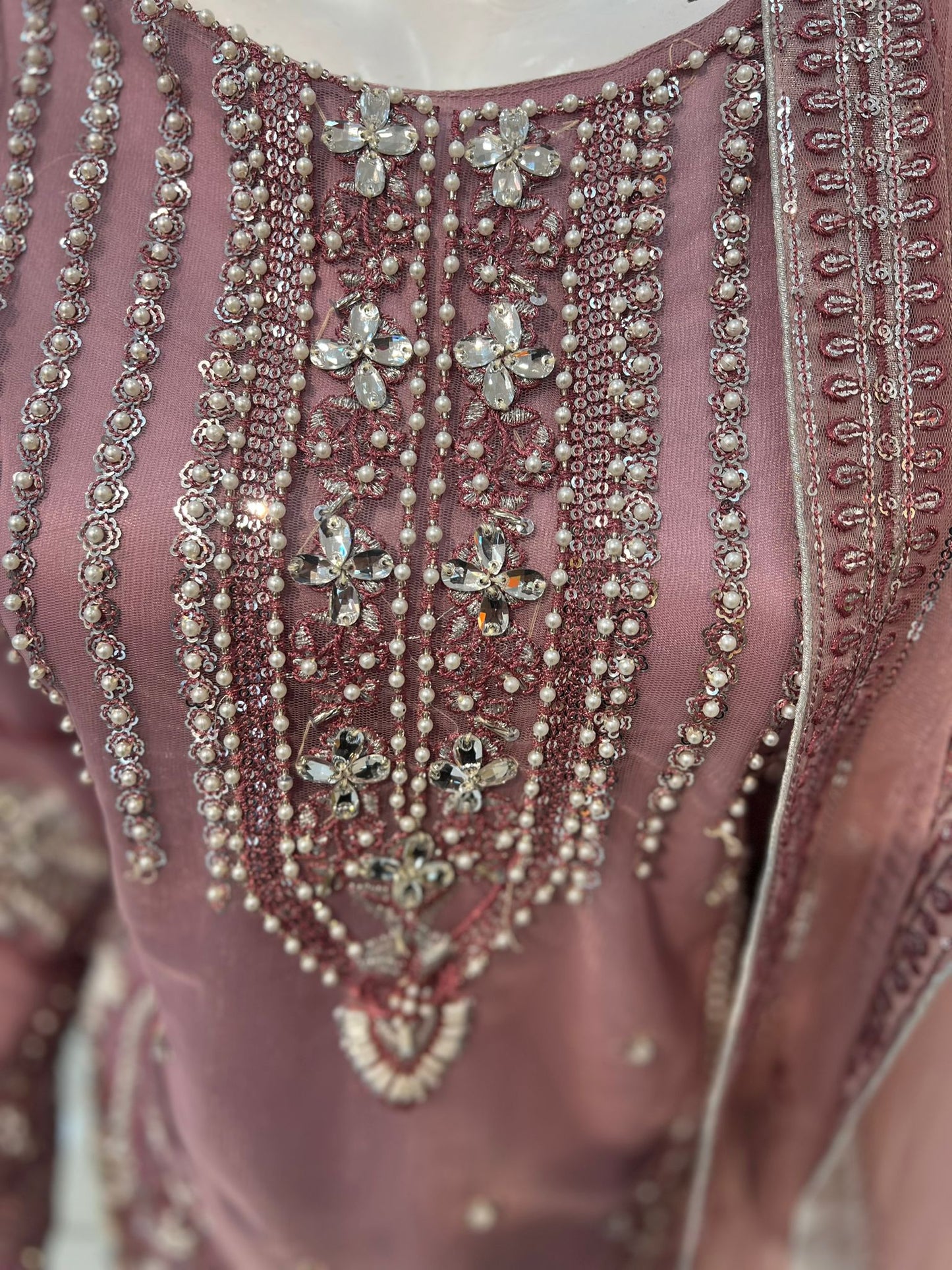 Pink 3 pc Heavy Embellished Outfit