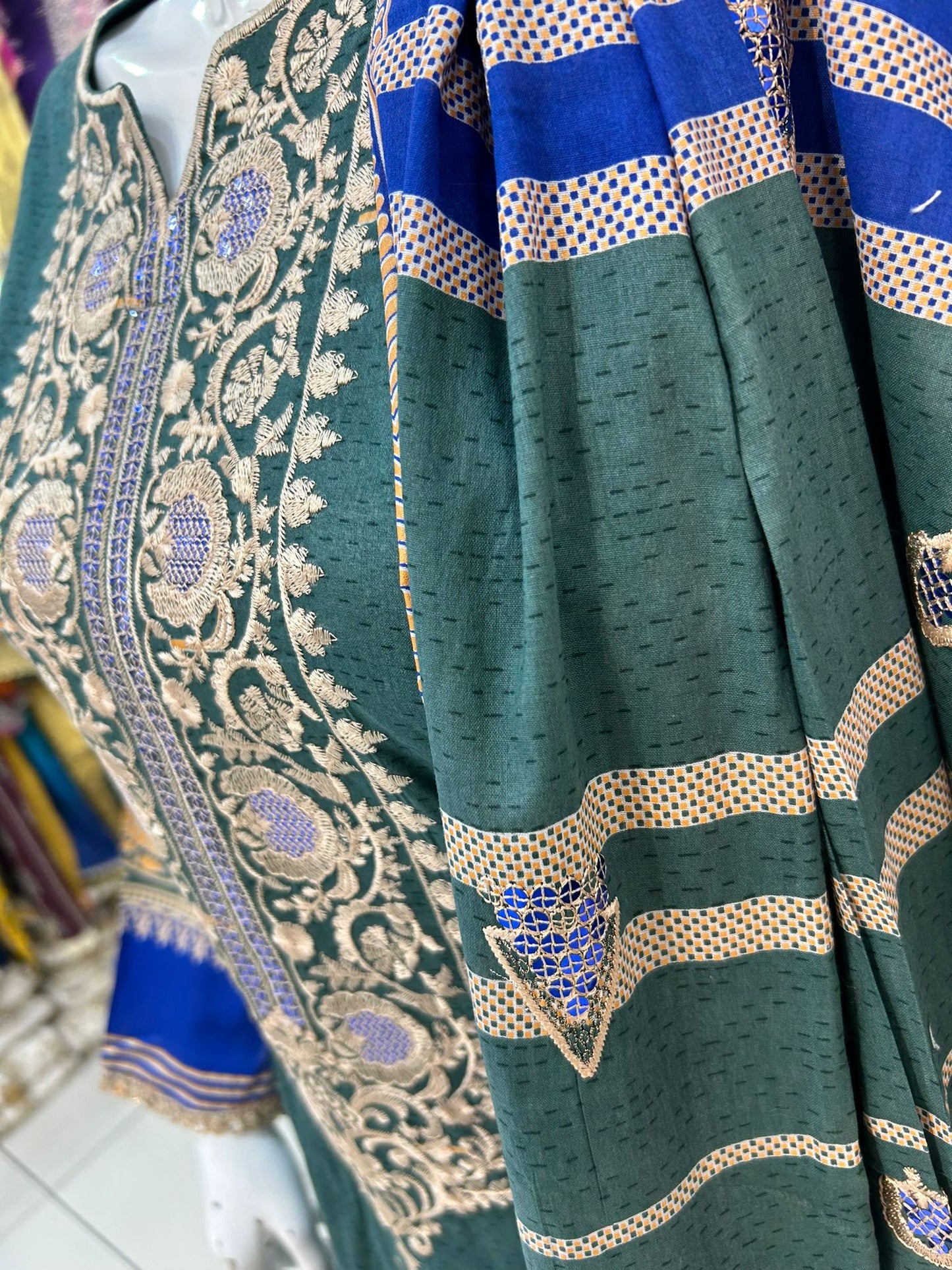 Zinc Blue Thread Work Casual Wear 3 Pc - ELRR016