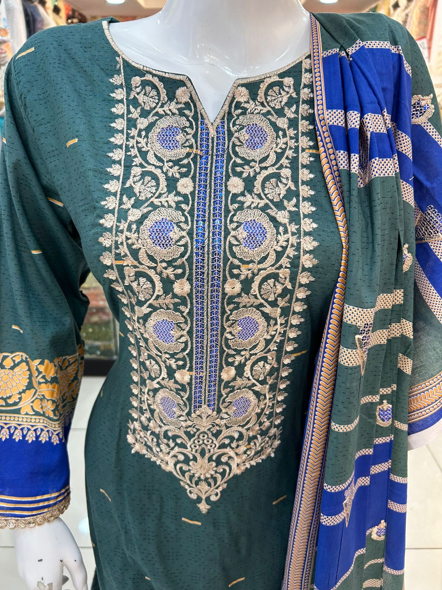 Zinc Blue Thread Work Casual Wear 3 Pc - ELRR016