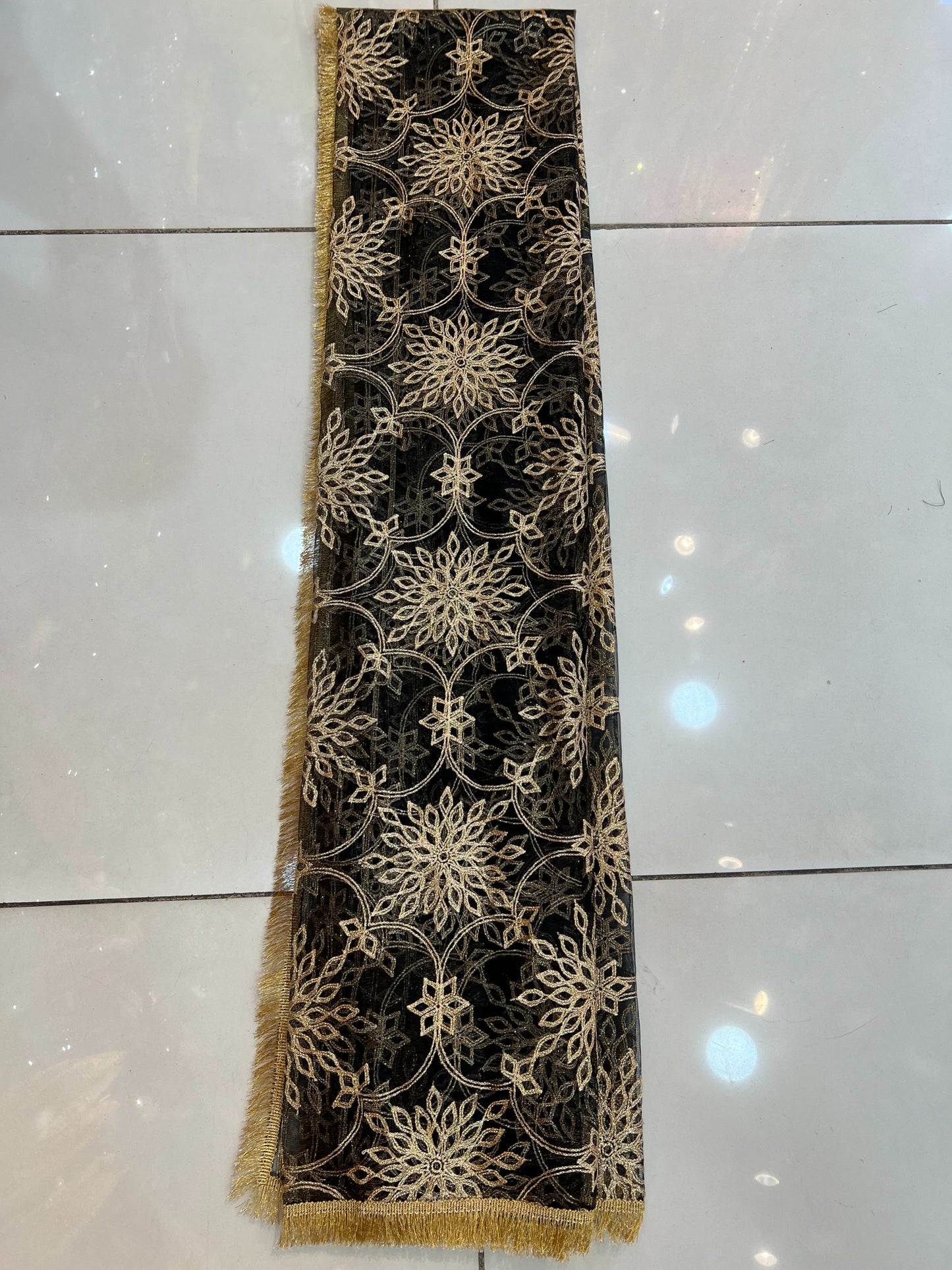 Big Flower Pattern Net Mehndi Wear Dupatta - ELMWDP004