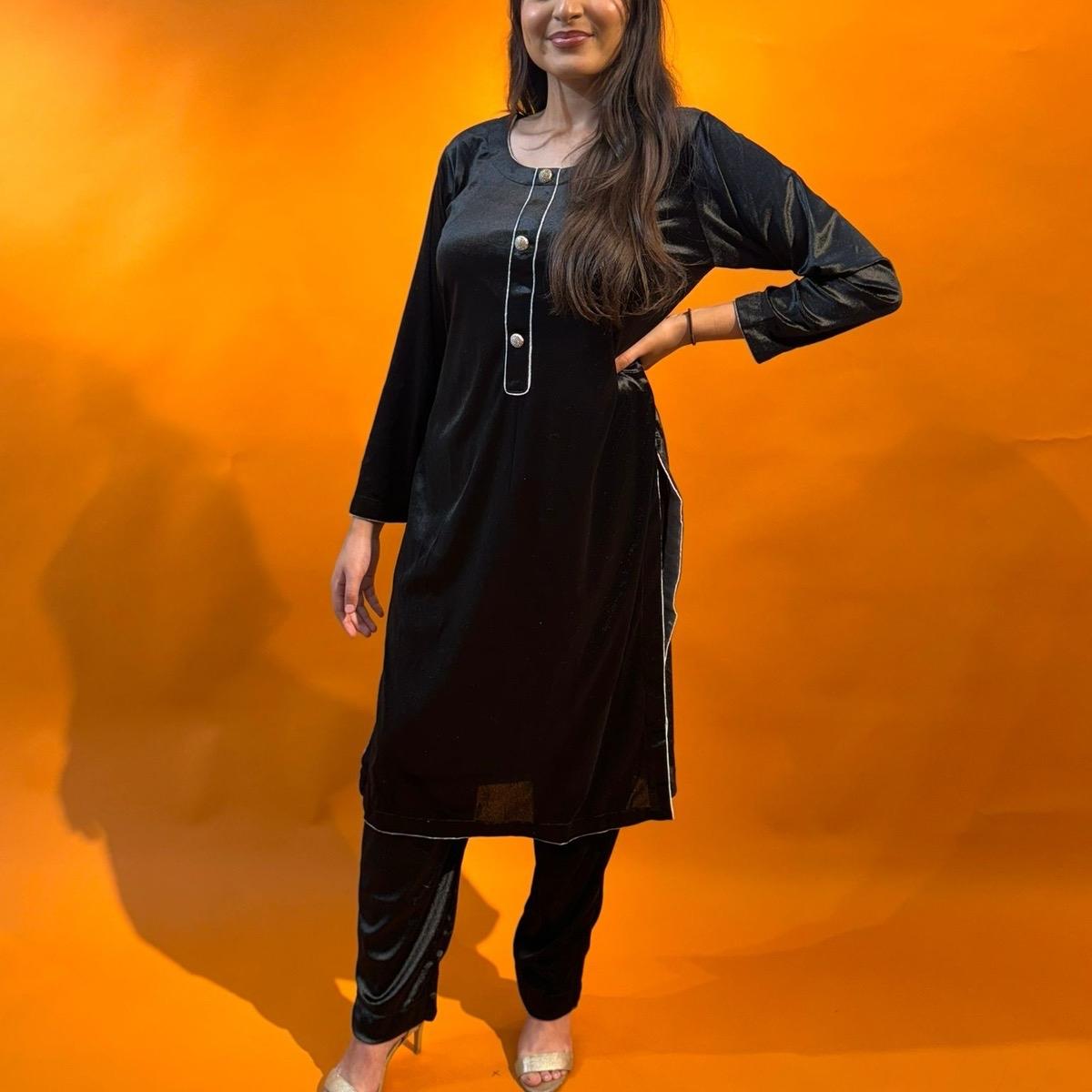 ELWC-003 Women's Velvet Two-Piece Winter Suit in Black - Comfort wear