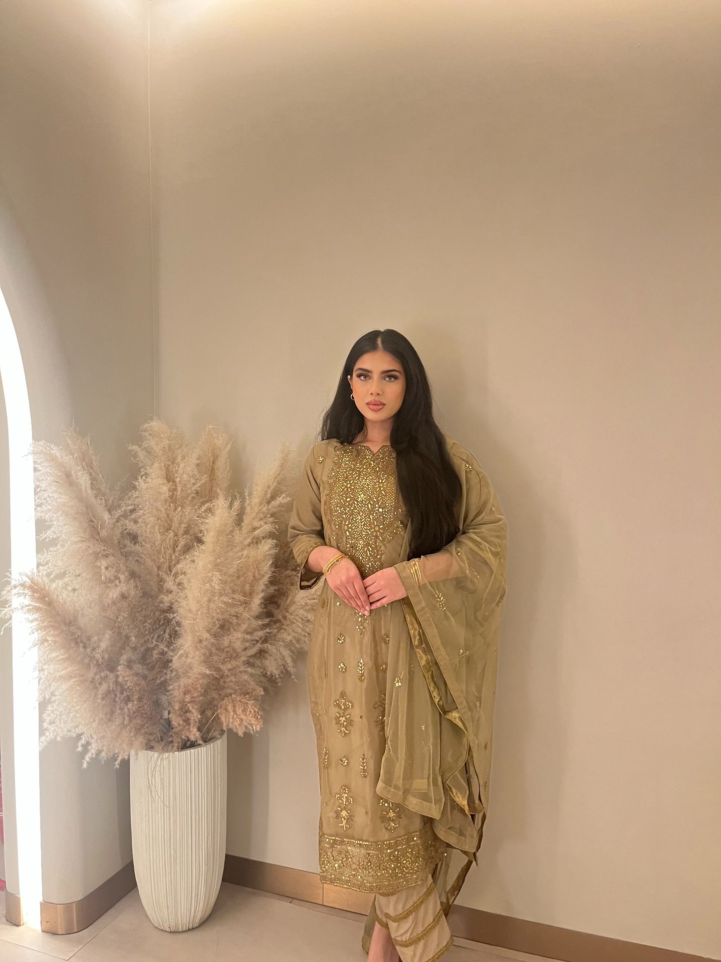 Asim Jofa Beige Original Outfit ELEID002