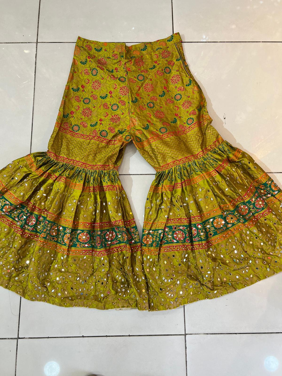 Mirror Work and Bead Work Gharara