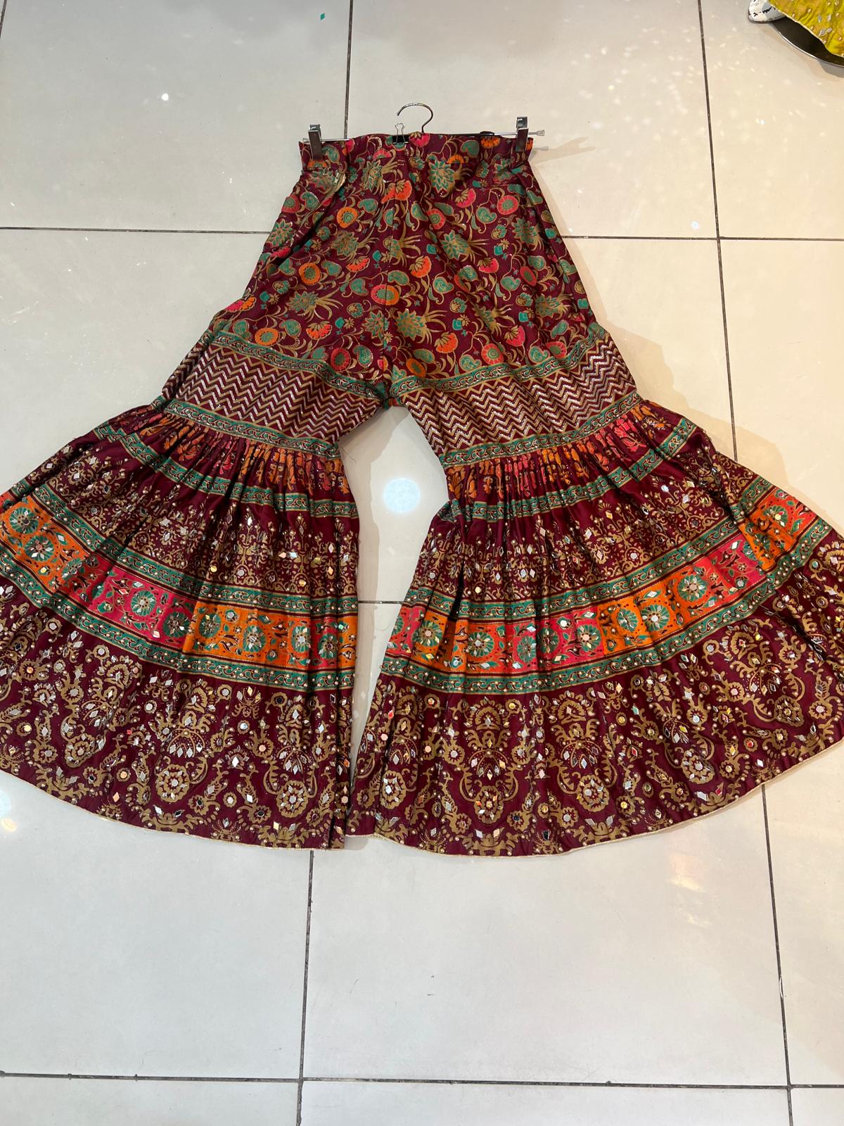 Mirror Work and Bead Work Gharara
