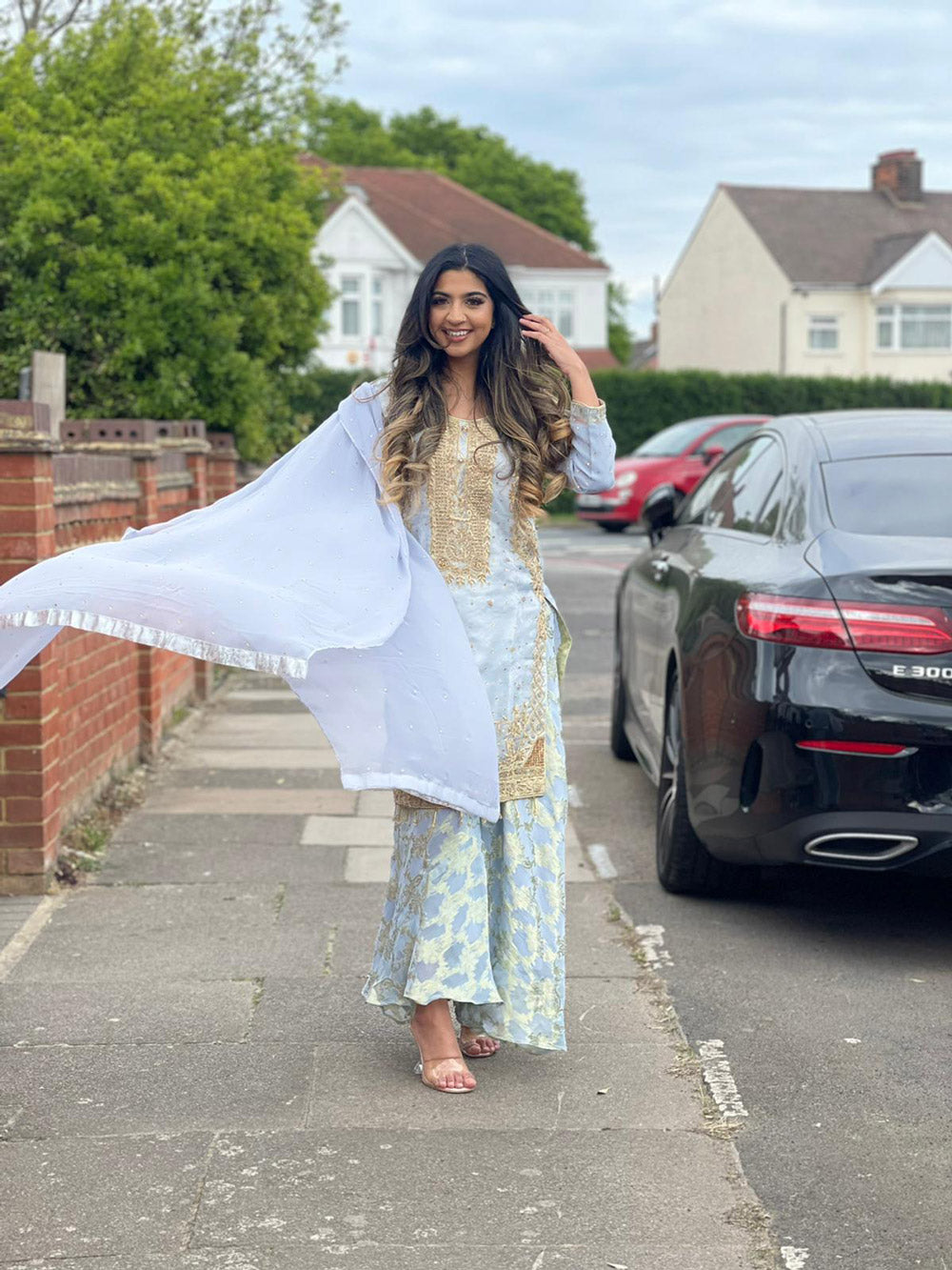 Light Blue Sharara Formal Wear Suit - 3 PC - ELRR061