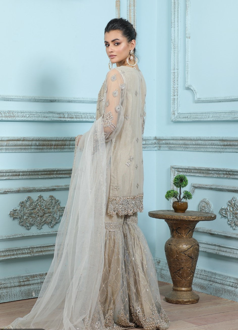 ShaPosh Beige Gharara Outfit - ELSP006