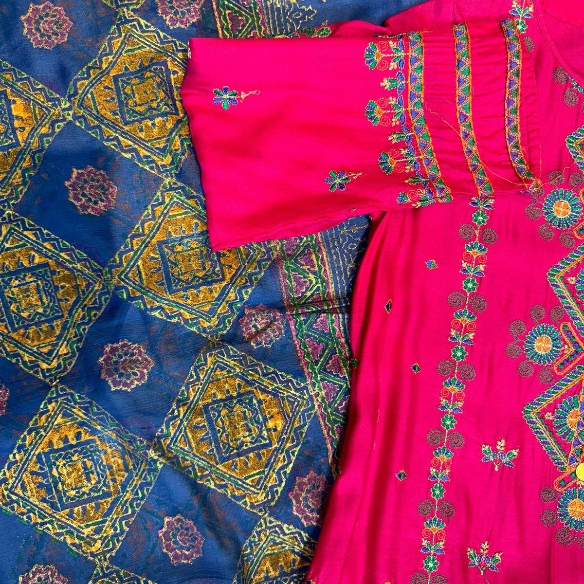 Shaposh Designer Suit in Pink and Blue | Last Change to Buy women suit.