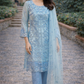Baby Blue Heavily embroidered Plazzo outfit - 3 PC - ELRR094