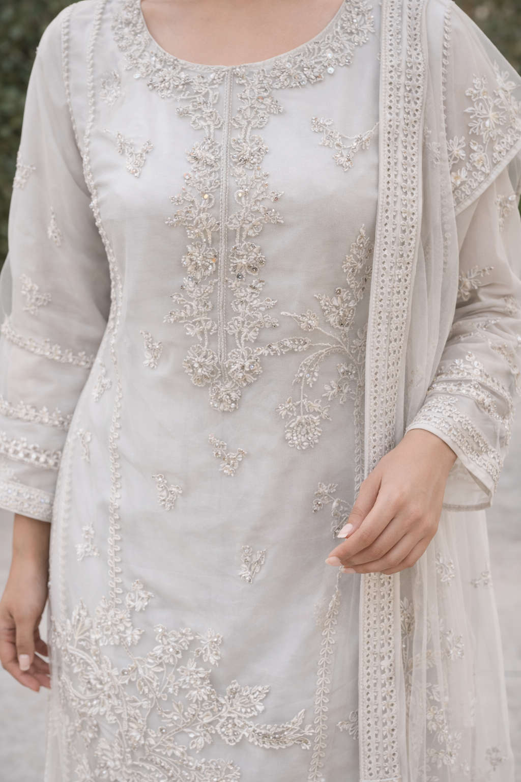 White Embellished Work - Formal Wear