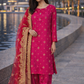 Satin Silk 3 piece Outfit in Pink with Net Dupatta