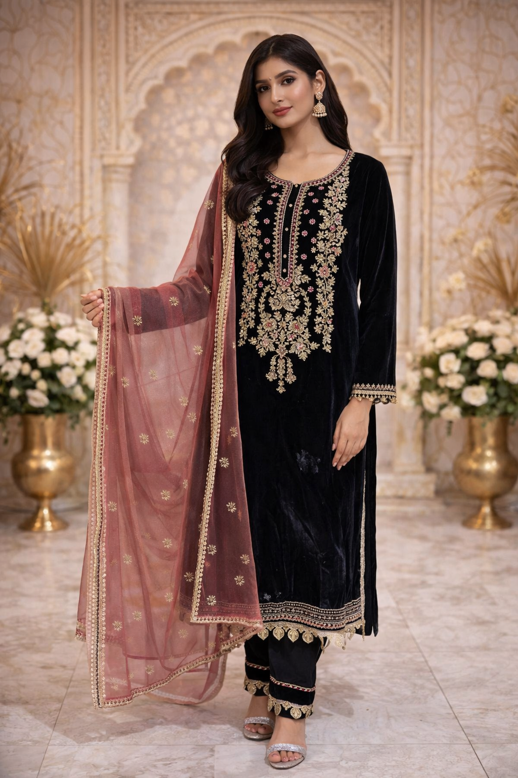 Velvet Formal Wear with bead and thread work ELVT01
