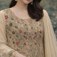 Golden Beige Aline Frock with Sharara - ELRR038