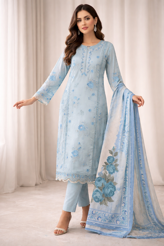 Tawakkal Designer light blue outfit (EL03T) Eid wear