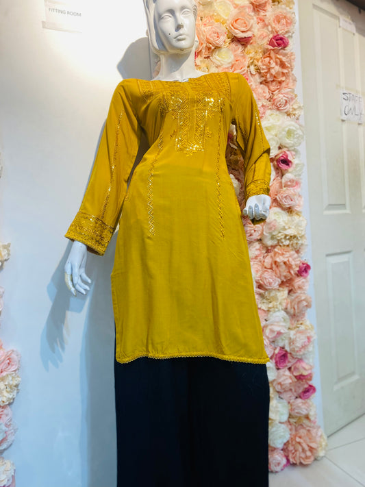 Mustard kurta - 1 PC - ELRR066