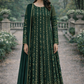 Bottle Green Maxi  Dress formal wear with Golden Work - 3 PC - ELRR097
