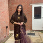 Purple Velvet Outfit with Golden Work - 3 PC - ELRR082