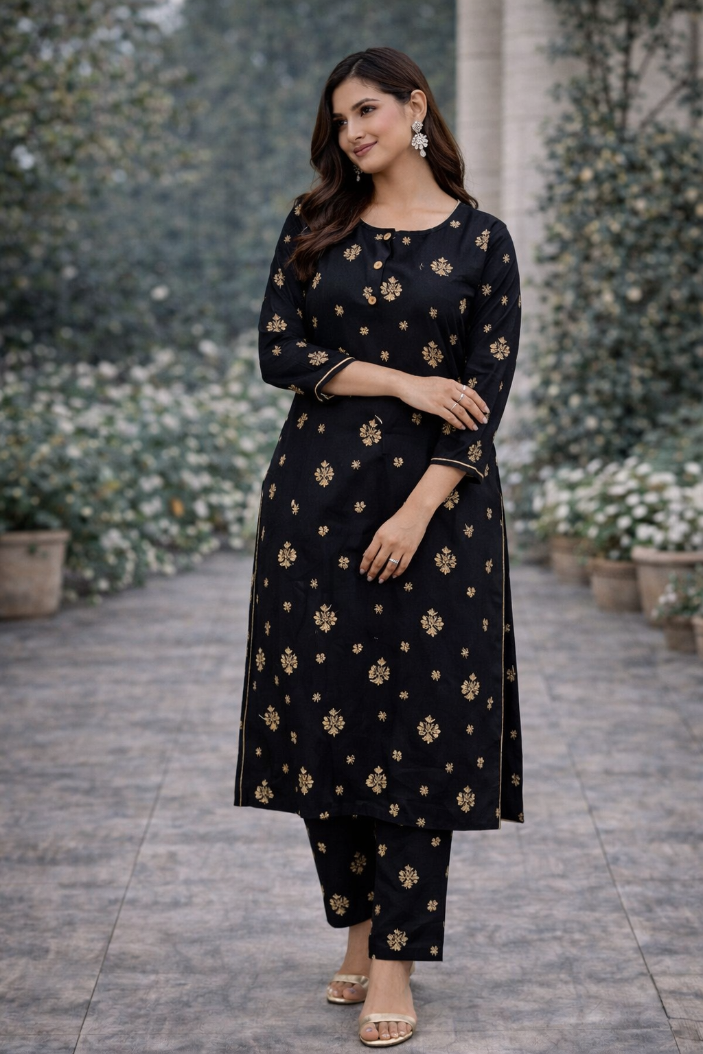 2 Piece Black Outfit Satin Silk