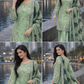Pista Green Orgenza Embellished Dress - Formal Wear