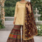 Mahroon and Beige Mehndi Wear Gharara Set