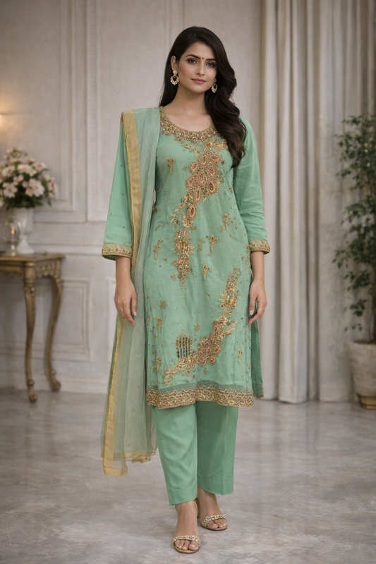 Green Fomal wear - 3 PC - ELRR065