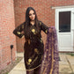 Purple Velvet Outfit with Golden Work - 3 PC - ELRR082