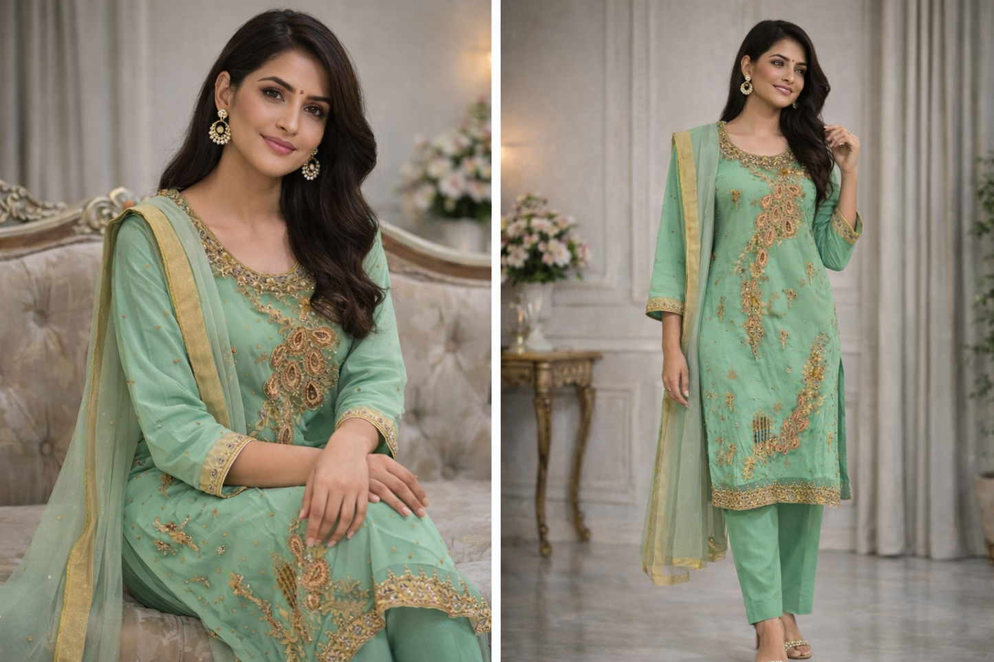 Green Fomal wear - 3 PC - ELRR065